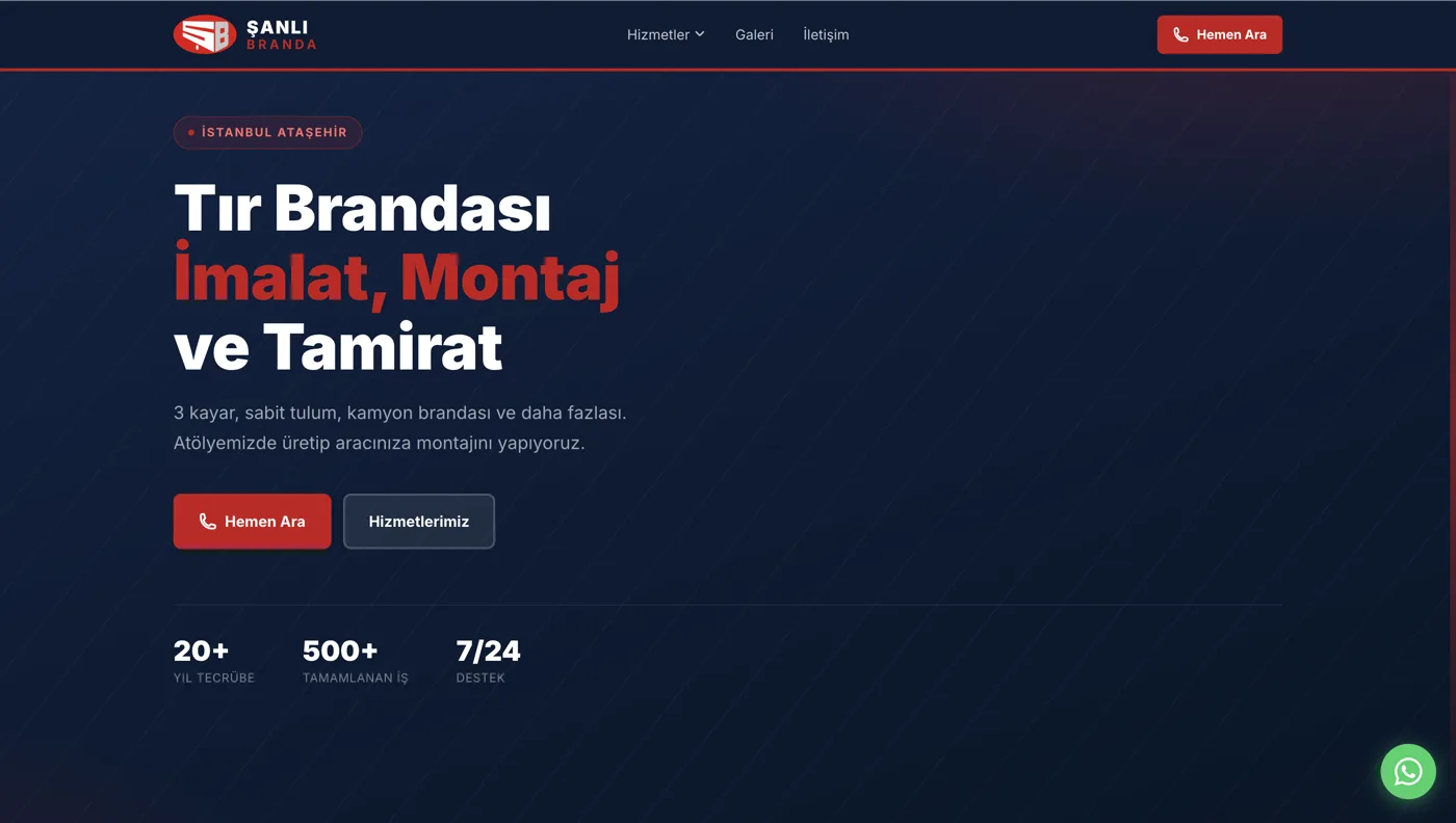 Şanlı Branda web sitesi ekran görüntüsü